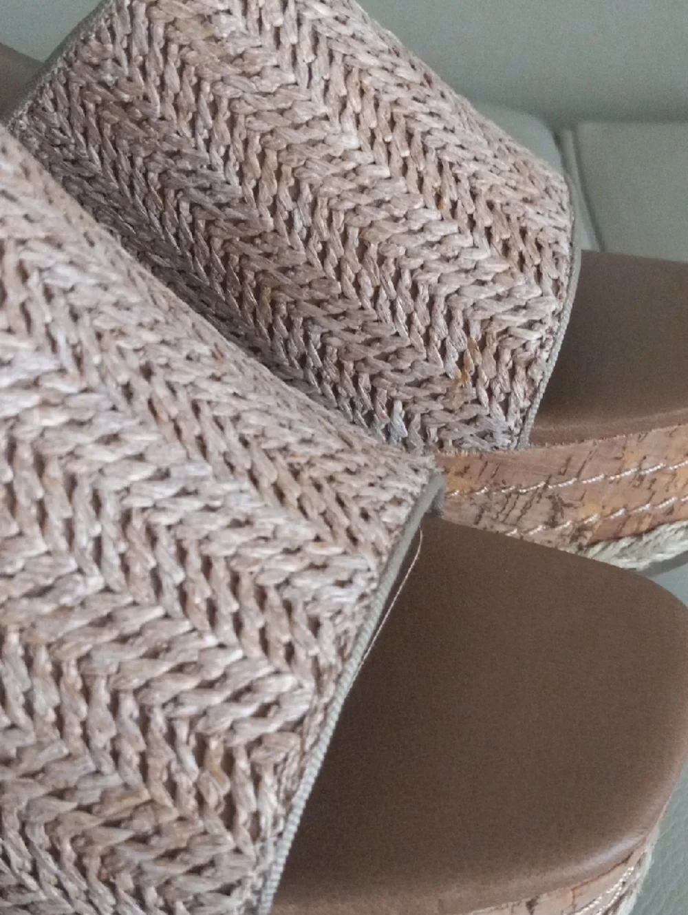 Universal Thread Tan Braided Espadrille Wedge Sandals with Ankle Buckle Size 11